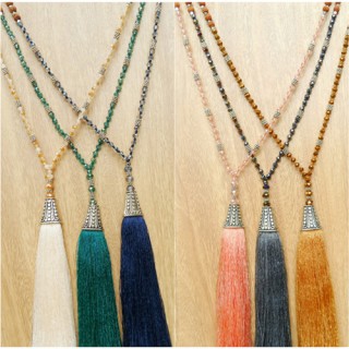 bronze silver caps necklace tassels mix beads handmade free shipping pack